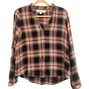 Cloth and Stone for Anthropologie Plaid Flannel Top Size XS EUC